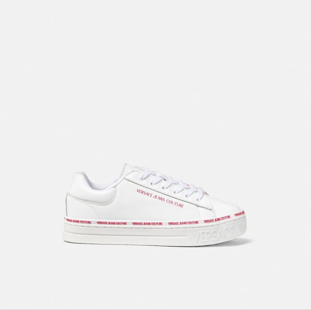 BRAND NEW Versace Jeans Collection White & Red Leather Sneaker 35 (23.3 cm)